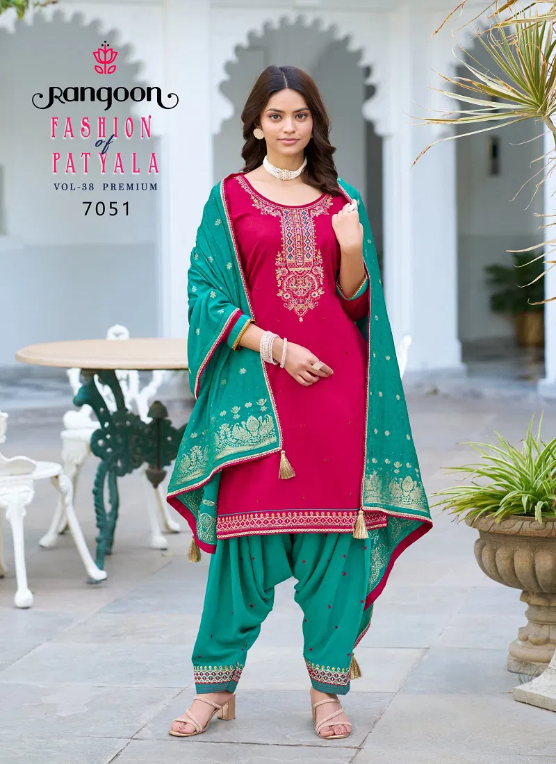 Fashion Of Patyala Vol 38 By Rangoon Jam Silk Readymade Patiyala Suits Online Wholesale